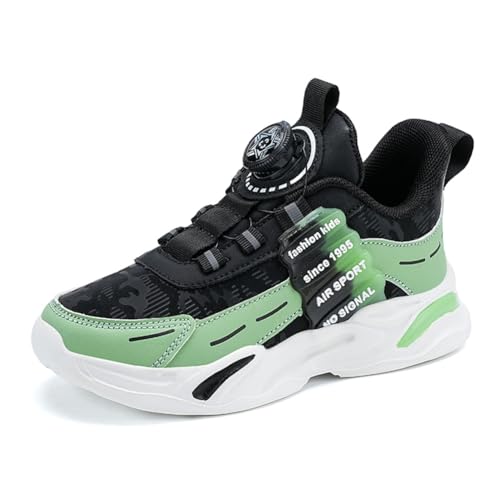 Kinder JungenWasserdichtes Leder Walkingschuhe Turnschuhe Fitnessstudio Sportschuhe Sneaker Running Straßenlaufschuhe Fashion Leichtgewichts Grün EU 31 von Twinice