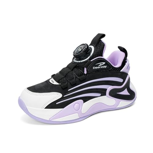 Kinder JungenWasserdichtes Leder Walkingschuhe Turnschuhe Fitnessstudio Sportschuhe Sneaker Running Straßenlaufschuhe Fashion Leichtgewichts Lila EU 30 von Twinice