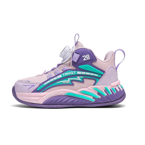 Kinder JungenWasserdichtes Leder Walkingschuhe Turnschuhe Fitnessstudio Sportschuhe Sneaker Running Straßenlaufschuhe Fashion Leichtgewichts Lila und Pink EU 29 von Twinice