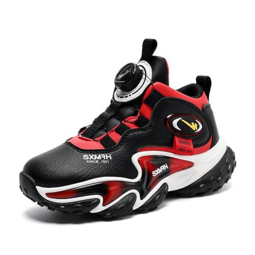 Kinder JungenWasserdichtes Leder Walkingschuhe Turnschuhe Fitnessstudio Sportschuhe Sneaker Running Straßenlaufschuhe Fashion Leichtgewichts Rot EU 41 von Twinice