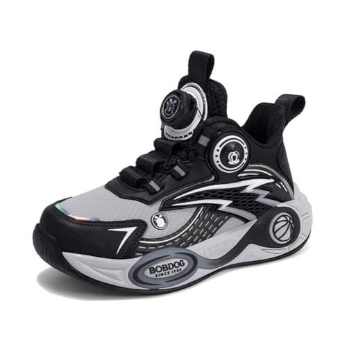 Kinder JungenWasserdichtes Leder Walkingschuhe Turnschuhe Fitnessstudio Sportschuhe Sneaker Running Straßenlaufschuhe Fashion Leichtgewichts Schwarz EU 32 von Twinice