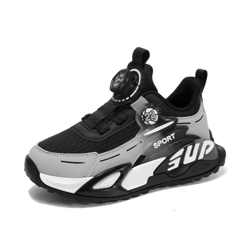 Kinder JungenWasserdichtes Leder Walkingschuhe Turnschuhe Fitnessstudio Sportschuhe Sneaker Running Straßenlaufschuhe Fashion Leichtgewichts Schwarz EU 34 von Twinice