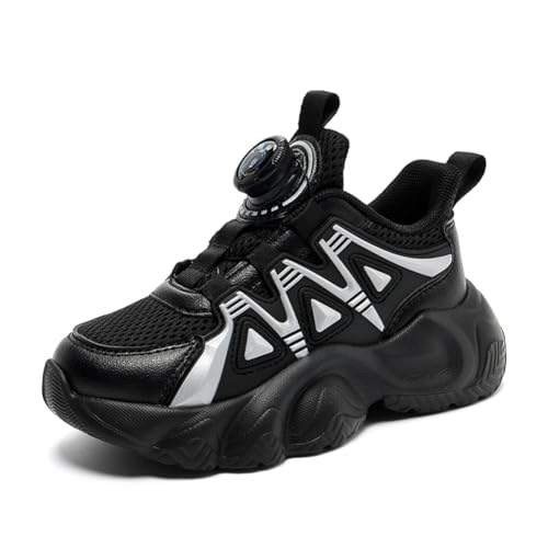 Kinder JungenWasserdichtes Leder Walkingschuhe Turnschuhe Fitnessstudio Sportschuhe Sneaker Running Straßenlaufschuhe Fashion Leichtgewichts Schwarz EU 35 von Twinice