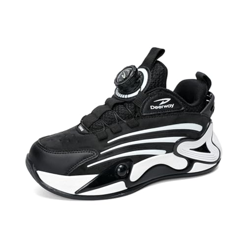 Kinder JungenWasserdichtes Leder Walkingschuhe Turnschuhe Fitnessstudio Sportschuhe Sneaker Running Straßenlaufschuhe Fashion Leichtgewichts Schwarz EU 36 von Twinice