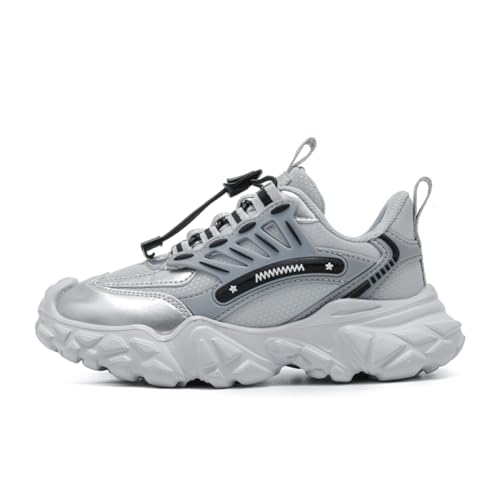 Kinder JungenWasserdichtes Leder Walkingschuhe Turnschuhe Fitnessstudio Sportschuhe Sneaker Running Straßenlaufschuhe Fashion Leichtgewichts Schwarz EU 37 von Twinice