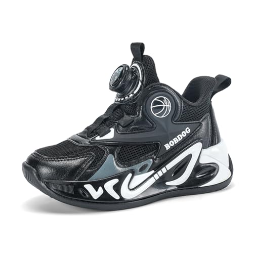 Kinder JungenWasserdichtes Leder Walkingschuhe Turnschuhe Fitnessstudio Sportschuhe Sneaker Running Straßenlaufschuhe Fashion Leichtgewichts Schwarz EU 37 von Twinice