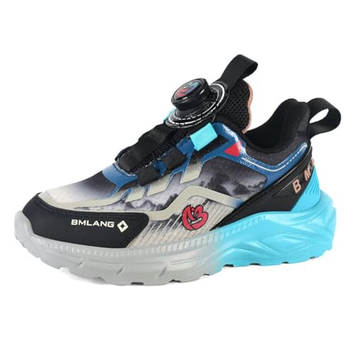 Kinder JungenWasserdichtes Leder Walkingschuhe Turnschuhe Fitnessstudio Sportschuhe Sneaker Running Straßenlaufschuhe Fashion Leichtgewichts Schwarz EU 38 von Twinice