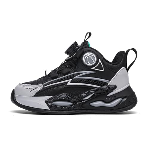 Kinder JungenWasserdichtes Leder Walkingschuhe Turnschuhe Fitnessstudio Sportschuhe Sneaker Running Straßenlaufschuhe Fashion Leichtgewichts Schwarz und Grau EU 34 von Twinice