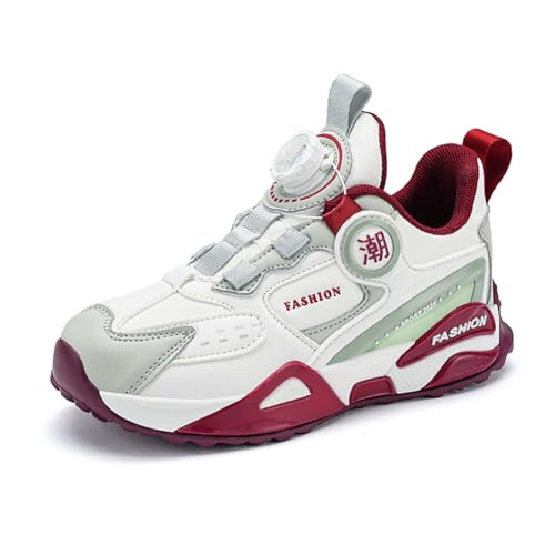 Kinder JungenWasserdichtes Leder Walkingschuhe Turnschuhe Fitnessstudio Sportschuhe Sneaker Running Straßenlaufschuhe Fashion Leichtgewichts Weiß EU 38 von Twinice