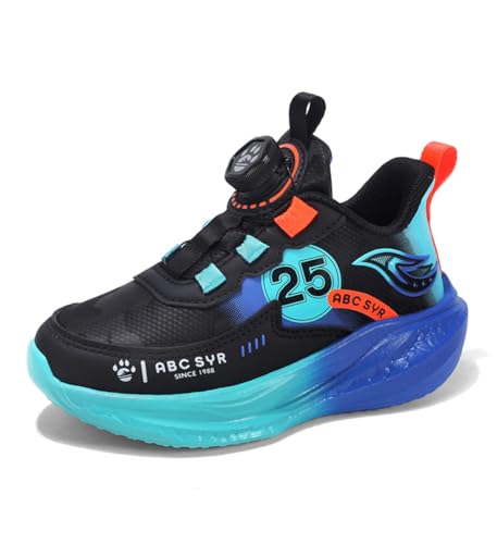 Kinder JungenWasserdichtes Leder Walkingschuhe Turnschuhe Fitnessstudio Sportschuhe Sneaker Running Straßenlaufschuhe Fashion Leichtgewichts schwarz EU 32 von Twinice