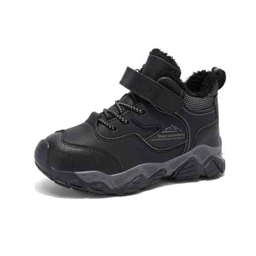 Kinder JungenWasserdichtes Leder Walkingschuhe Turnschuhe Fitnessstudio Straßenlaufschuhe Sportschuhe Sneaker Running Fashion Leichtgewichts Schwarz EU 34 von Twinice