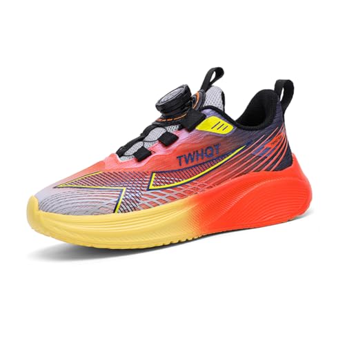 Kinder Turnschuhe Mädchen Jungen Sportschuhe Leicht Atmungsaktiv Laufschuhe Outdoor Fitnessschuhe Sneaker Schuhe Hallenschuhe Basketballschuhe Walkingschuhe Jungenschuhe Unisex Orange 31EU von Twinice