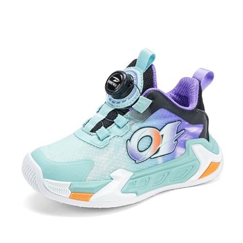 Kinder Turnschuhe Mädchen Jungen Sportschuhe Leicht Laufschuhe Atmungsaktiv Outdoor Fitnessschuhe Sneaker Basketballschuhe Walkingschuhe Schuhe Hallenschuhe Jungenschuhe Unisex Schwarz-Lila 40EU von Twinice
