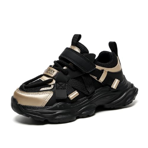 Kinder Turnschuhe Sneakers Freizeit Schuhe Jungen Mädchen Leicht Klettverschluss Sportschuhe Atmungsaktiv Mesh Schwarz 28EU von Twinice