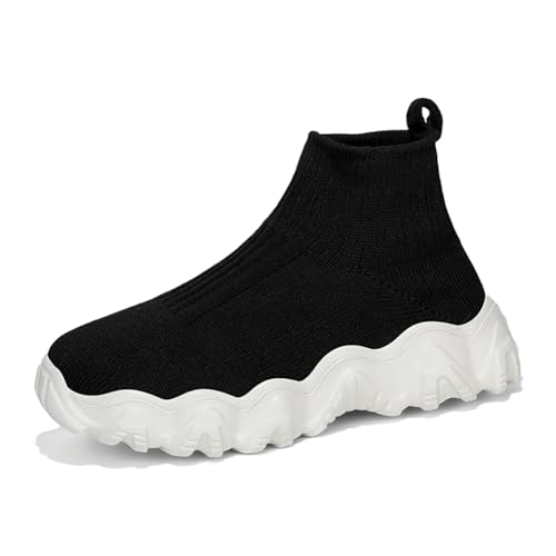 Kinder Turnschuhe Sneakers Freizeit Schuhe Jungen Mädchen Leicht Klettverschluss Sportschuhe Atmungsaktiv Mesh Schwarz und Weiß 37EU von Twinice