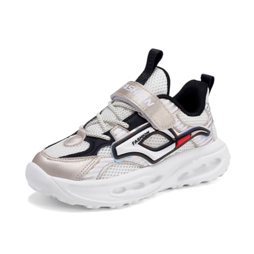 Kinder Turnschuhe Sneakers Freizeit Schuhe Jungen Mädchen Leicht Klettverschluss Sportschuhe Atmungsaktiv Mesh Sekt 33EU von Twinice
