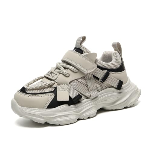 Kinder Turnschuhe Sneakers Freizeit Schuhe Jungen Mädchen Leicht Klettverschluss Sportschuhe Atmungsaktiv Mesh grau 30EU von Twinice