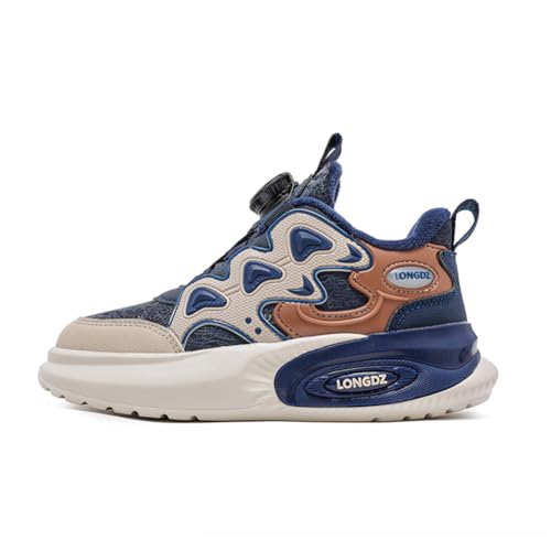 Kinderschuhe Atmungsaktiv Mädchen Sportschuhe Jungen Drehknopf Turnschuhe Laufschuhe mit Drehknopf und rutschfest Luftpolster Sohle,Wasserdicht Leder Oberfläche L602M 39EU von Twinice
