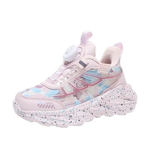 Kinderschuhe Atmungsaktiv Mädchen Sportschuhe Jungen Drehknopf Turnschuhe Laufschuhe mit Drehknopf und rutschfest Luftpolster Sohle,Wasserdicht Leder Oberfläche Rosa 37EU von Twinice