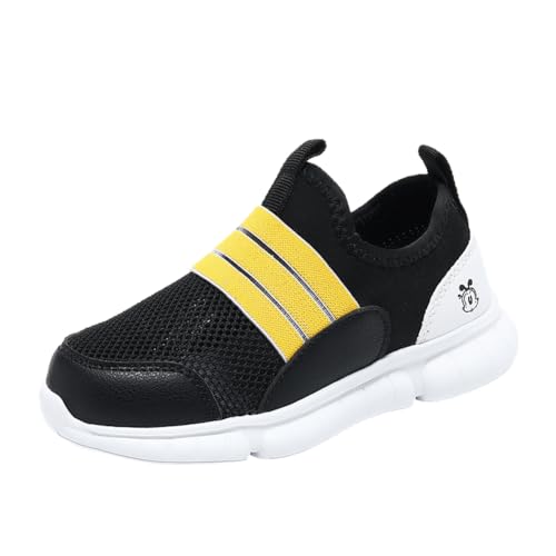 Kinderschuhe Jungen Sportschuhe Kinder Mädchen Laufschuhe Outdoor Atmungsaktiv Turnschuhe Sneaker Freizeit Leicht Hallenschuhe Schwarz-Gelb 28EU von Twinice
