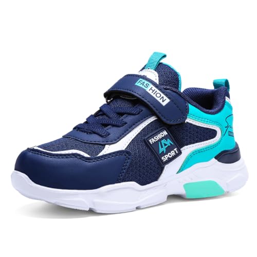 Laufschuhe Kinder Turnschuhe Jungen Mädchen Leicht Klettverschluss Sportschuhe Atmungsaktiv Mesh Sneakers Freizeit Schuhe Blauer Mond 38 EU von Twinice