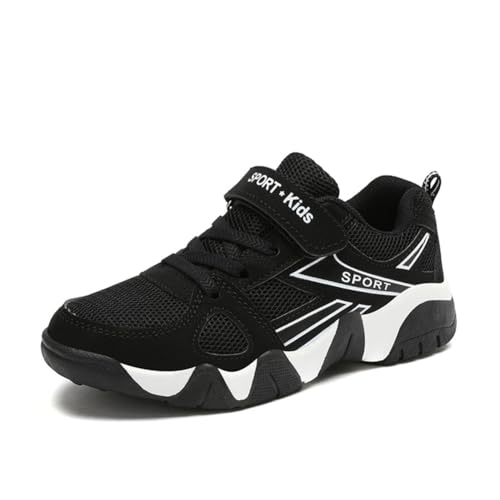 Laufschuhe Kinder Turnschuhe Jungen Mädchen Leicht Klettverschluss Sportschuhe Atmungsaktiv Mesh Sneakers Freizeit Schuhe Weiß Schwarz 38 EU von Twinice