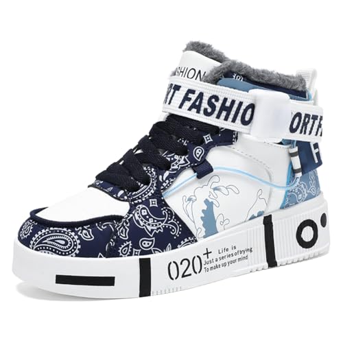 Men's Running Shoes, Fashionable High Top Trainers, Freestyle Hi-Top Casual Sports Shoes, Hiking Shoes, High Gym Shoes, Leisure Shoes, High Fitness Shoes Blau 38EU von Twinice