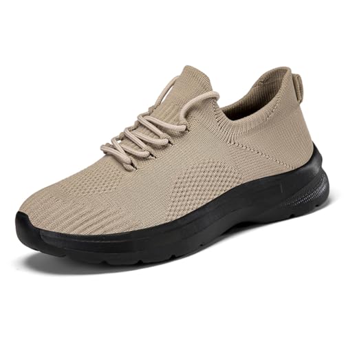Slip On Sneaker Damen | Schuhe zum Reinschlüpfen ohne Schnürsenkel | Elastischer Bund & Leichte Sohle | Bequeme Freizeitschuhe für Büro/Reise Khaki EU 38 von Twinice