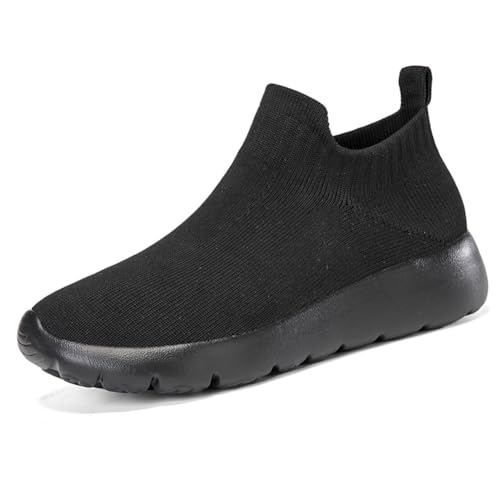 Slip On Sneaker Damen | Schuhe zum Reinschlüpfen ohne Schnürsenkel | Elastischer Bund & Leichte Sohle | Bequeme Freizeitschuhe für Büro/Reise Schwarz EU 42 von Twinice