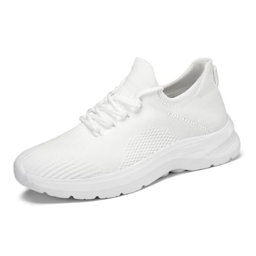 Slip On Sneaker Damen | Schuhe zum Reinschlüpfen ohne Schnürsenkel | Elastischer Bund & Leichte Sohle | Bequeme Freizeitschuhe für Büro/Reise Weiß EU 36 von Twinice