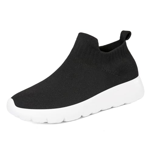 Slip On Sneaker Damen | Schuhe zum Reinschlüpfen ohne Schnürsenkel | Elastischer Bund & Leichte Sohle | Bequeme Freizeitschuhe für Büro/Reise Weiß EU 43 von Twinice