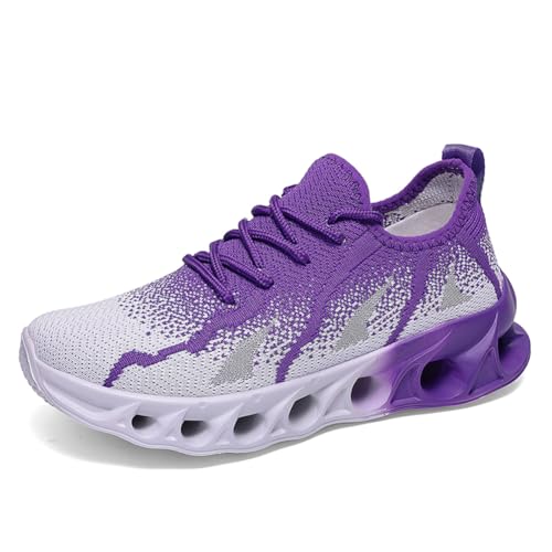 Sneaker Herren Damen Turnschuhe Laufschuhe Sportschuhe Joggingschuhe Running Schuhe Walkingschuhe Outdoor Straßenlaufschuhe Luftpolster Atmungsaktiv Lila EU 45 von Twinice