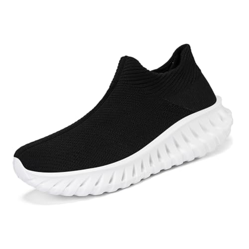Sneaker Herren Damen Turnschuhe Laufschuhe Sportschuhe Joggingschuhe Running Schuhe Walkingschuhe Outdoor Straßenlaufschuhe Luftpolster Atmungsaktiv Schwarz und Weiß EU 45 von Twinice
