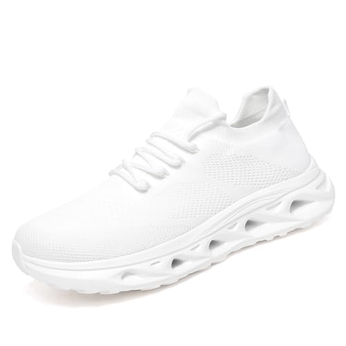 Sneaker Herren Damen Turnschuhe Laufschuhe Sportschuhe Joggingschuhe Running Schuhe Walkingschuhe Outdoor Straßenlaufschuhe Luftpolster Atmungsaktiv Weiß EU 46 von Twinice