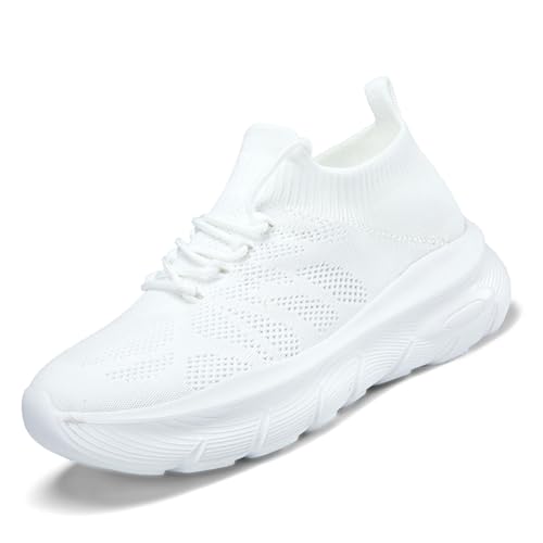 Sneaker Herren Damen Turnschuhe Laufschuhe Sportschuhe Joggingschuhe Running Schuhe WalkingschuheAtmungsaktiv Outdoor Straßenlaufschuhe Luftpolster Weiß 40EU von Twinice