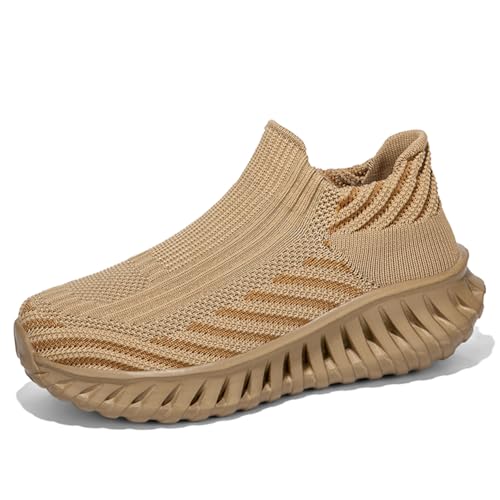 Sneaker Herren Damen Turnschuhe Laufschuhe Sportschuhe JoggingschuheWalkingschuhe Running Schuhe Outdoor Straßenlaufschuhe Luftpolster Atmungsaktiv Khaki 39EU von Twinice