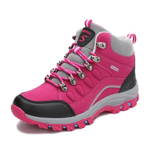 Trekking Wanderstiefel Damen Herren Outdoor Sportlich Gleitsicher Bequem Leicht Bergstiefel Wanderhalbschuhe 36-48 EU Rot 41EU von Twinice