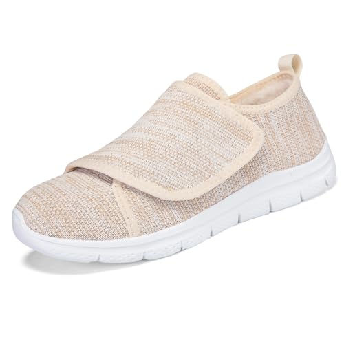 Twinice Damen Hausschuhe Herren Pantoffeln Winter Warme Weiche Slippers Plüsch Flauschige Flache Schuhe Beige 38EU von Twinice