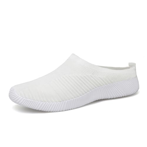 Twinice Hausschuhe Damen Herren Leichte hüttenschuhe rutschfest Flache Pantoffeln Home Cozy Slippers Unisex Weiß 39EU von Twinice