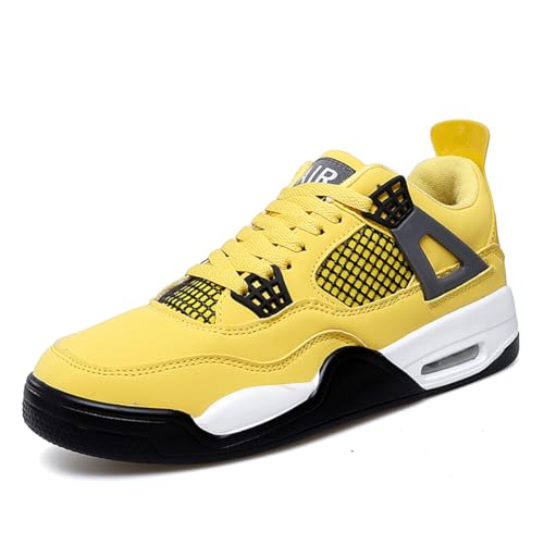 Twinice Herren Damen Basketballschuhe Mode Sportschuhe Walkingschuhe Retrorutschfest und Verschleißfest Schuhe Sneaker Gelb EU 36 von Twinice