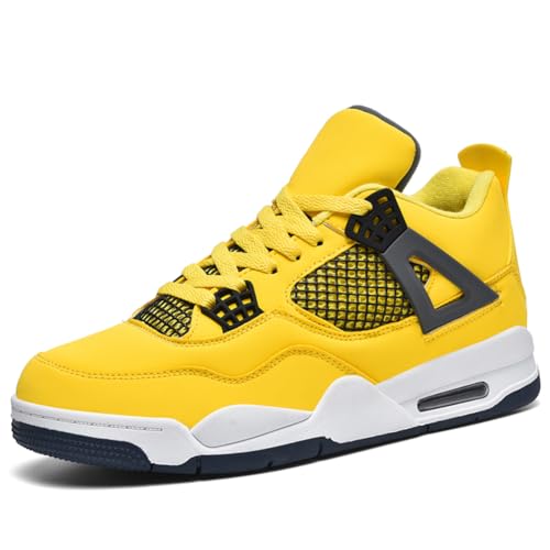 Twinice Herren Damen Basketballschuhe Mode Sportschuhe Walkingschuhe Retrorutschfest und Verschleißfest Schuhe Sneaker Gelb EU 44 von Twinice