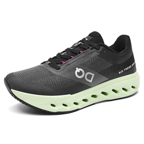 Twinice Herren Damen Sportschuhe Laufschuhe Profilsohle Sneakers mit Luftpolster TurnschuheLeichte Schuhe Schwarz und Grün EU 39 von Twinice