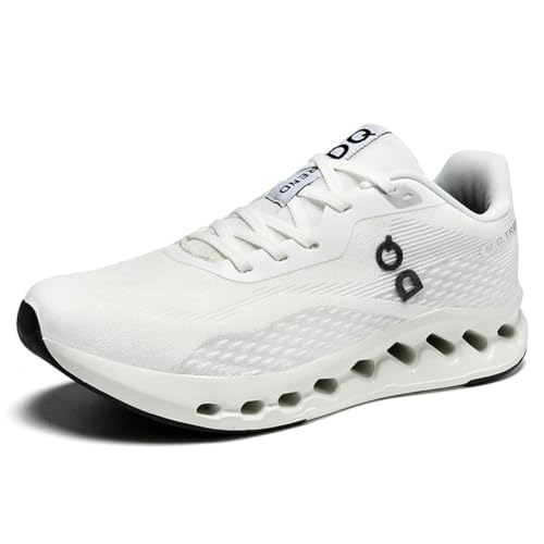 Twinice Herren Damen Sportschuhe Laufschuhe Profilsohle Sneakers mit Luftpolster TurnschuheLeichte Schuhe Weiß EU 41 von Twinice