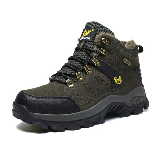 Twinice Herren Wanderschuhe Winterschuhe Waterproof Outdoor Wanderstiefel rutschfest High Top Trekkingschuhe Armeegrün 36EU von Twinice