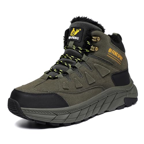 Twinice Herren Wanderschuhe Winterschuhe Waterproof Outdoor Wanderstiefel rutschfest High Top Trekkingschuhe Armeegrün 41EU von Twinice