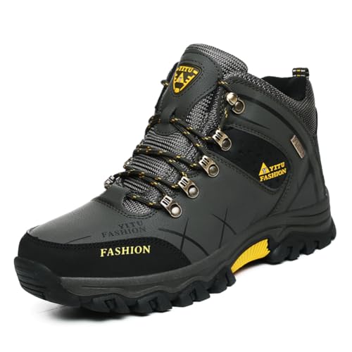 Twinice Herren Wanderschuhe Winterschuhe Waterproof Outdoor Wanderstiefel rutschfest High Top Trekkingschuhe Armeegrün 44EU von Twinice