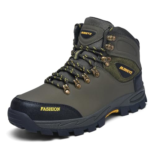 Twinice Herren Wanderschuhe Winterschuhe Waterproof Outdoor Wanderstiefel rutschfest High Top Trekkingschuhe Armeegrün 47EU von Twinice