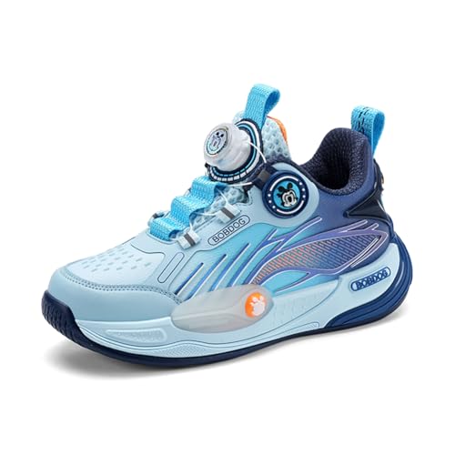 Twinice Kinder Jungen wasserdichte Leder Walkingschuhe Fitness Sportschuhe Running Straßenlaufschuhe Modisch und Leicht Blau und Orange EU 31 von Twinice