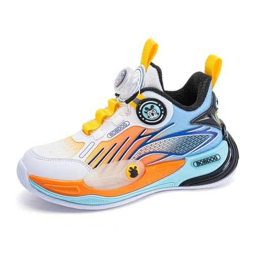 Twinice Kinder Jungen wasserdichte Leder Walkingschuhe Fitness Sportschuhe Running Straßenlaufschuhe Modisch und Leicht Orange EU 28 von Twinice