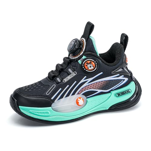 Twinice Kinder Jungen wasserdichte Leder Walkingschuhe Fitness Sportschuhe Running Straßenlaufschuhe Modisch und Leicht Schwarz EU 31 von Twinice